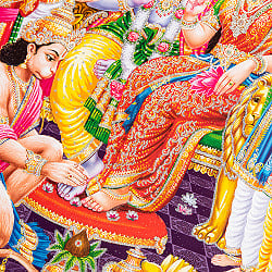 〔約40.5cm×約30.5cm〕輝くラメ入り・インドのヒンドゥー神様ポスター - ラーマーヤナ - サブ3