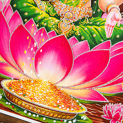 〔約40.5cm×約30.5cm〕輝くラメ入り・インドのヒンドゥー神様ポスター - ラクシュミ 美と豊穣の女神 - サブ3