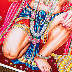 〔約40.5cm×約30.5cm〕輝くラメ入り・インドのヒンドゥー神様ポスター - ハヌマーン 猿族の王子様 - サブ3