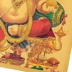 〔約40cm×約30cm〕インドのヒンドゥー神様ゴールドポスター - ガネーシャ 学問と商売の神様 - サブ3