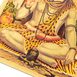 〔約40cm×約30cm〕インドのヒンドゥー神様ゴールドポスター - シヴァ 破壊と創造の神 - サブ3