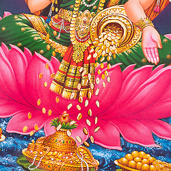 〔約66cm×約47cm〕インドのヒンドゥー神様ポスター - ラクシュミ - サブ3