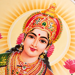 〔約67cm×約48cm〕インドのヒンドゥー神様ポスター - ラクシュミー - サブ2