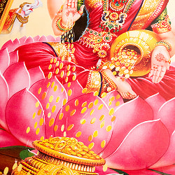 〔約67cm×約48cm〕インドのヒンドゥー神様ポスター - ラクシュミー - サブ3