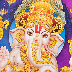 〔約68.5cm×約48.5cm〕インドのヒンドゥー神様ポスター - ガネーシャ - サブ2