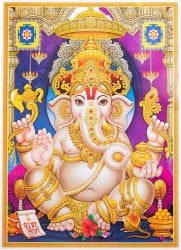 〔約68.5cm×約48.5cm〕インドのヒンドゥー神様ポスター - ガネーシャ(ID-PSTB-513)