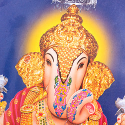 〔約67cm×約49cm〕インドのヒンドゥー神様ポスター - ガネーシャ - サブ2