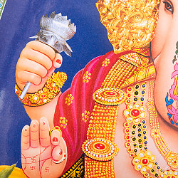 〔約67cm×約49cm〕インドのヒンドゥー神様ポスター - ガネーシャ - サブ3