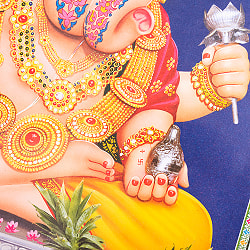 〔約67cm×約49cm〕インドのヒンドゥー神様ポスター - ガネーシャ - サブ4