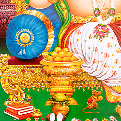 〔約67cm×約47cm〕インドのヒンドゥー神様ポスター - ガネーシャ - サブ3