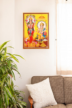 〔約67cm×約47cm〕インドのヒンドゥー神様ポスター - ガネーシャ - サブ5