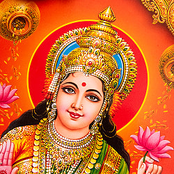 〔約66cm×約47cm〕インドのヒンドゥー神様ポスター - ラクシュミー - サブ2