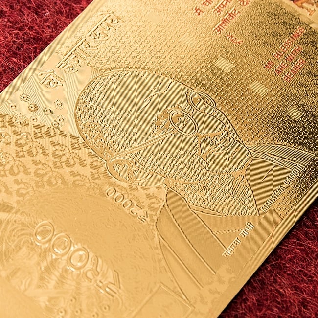 【3枚セット】2000ルピー札モチーフのゴールドカード 4 - 拡大写真です