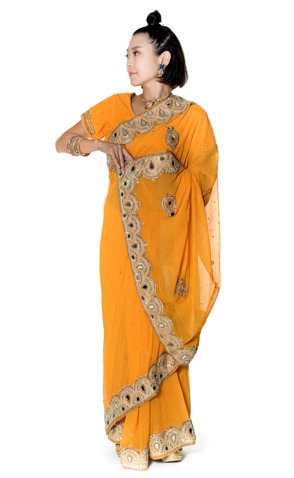 【送料無料】 【一点物】ミラーワークと刺繍の婚礼用ゴージャス ジョーゼットサリー【チョリ付き】 ローズ / 民族衣装 ウェディングドレス 結婚式 デコレーション布 インド TIRAKITA(ティラキタ) インドサリー レディース エスニック衣料 アジアンファッション エスニックフ 一点物】ミラーワークと刺繍の婚礼用ゴージャス ジョーゼットサリー