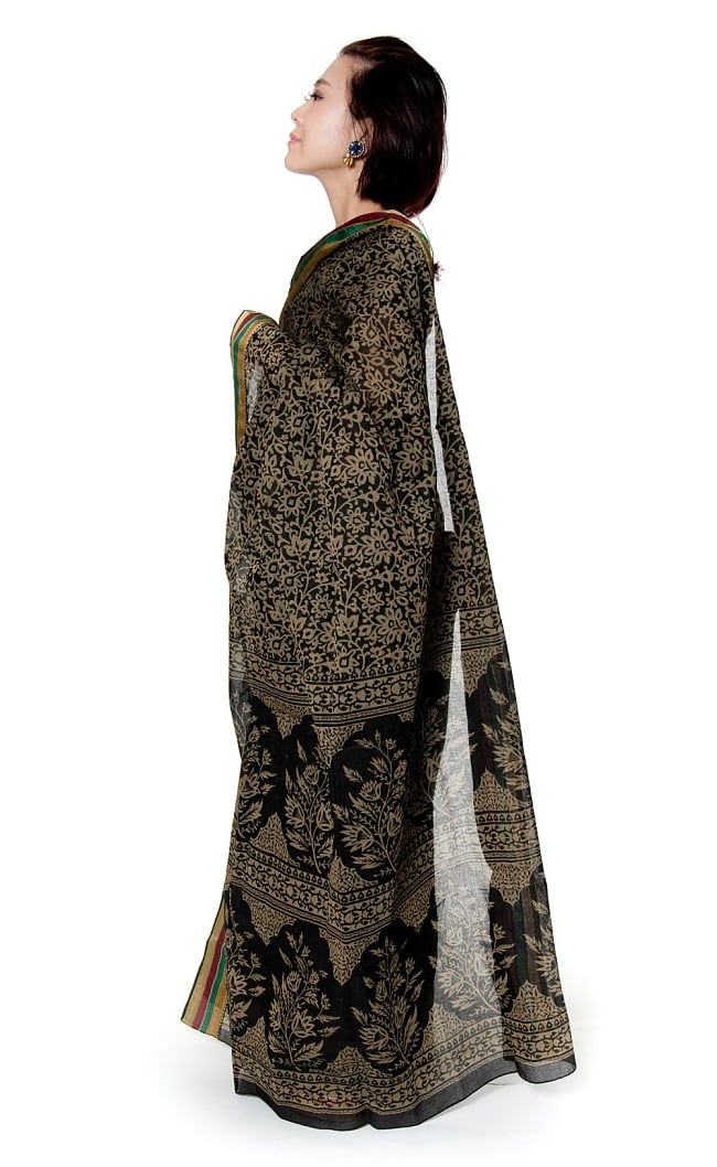 〔チョリ付き〕昔ながらのコットンサリー - 更紗 2 - 横からの写真です