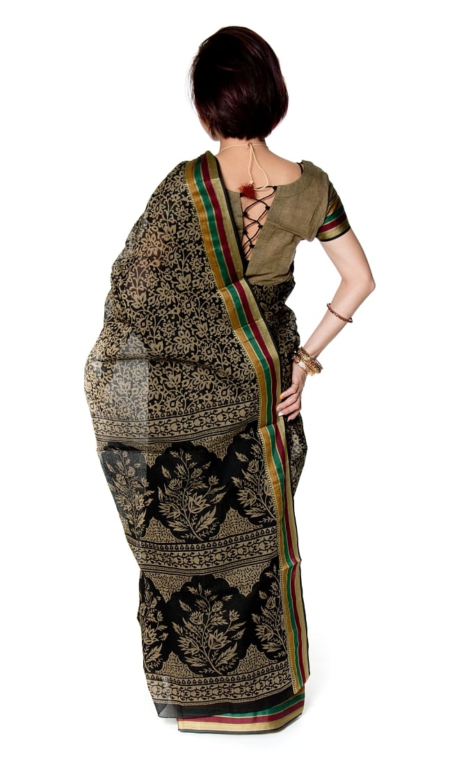 〔チョリ付き〕昔ながらのコットンサリー - 更紗 3 - 後ろからになります