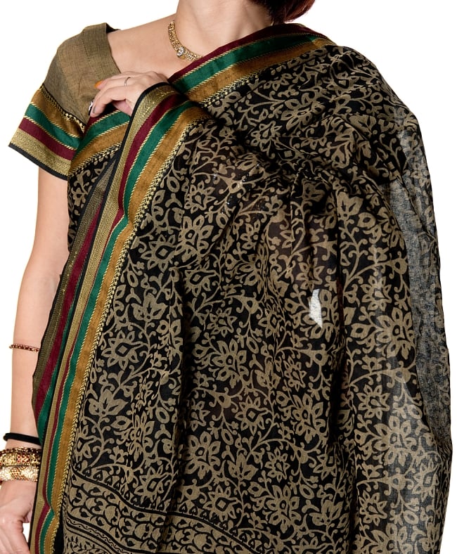 〔チョリ付き〕昔ながらのコットンサリー - 更紗 7 - 別の角度からの写真です