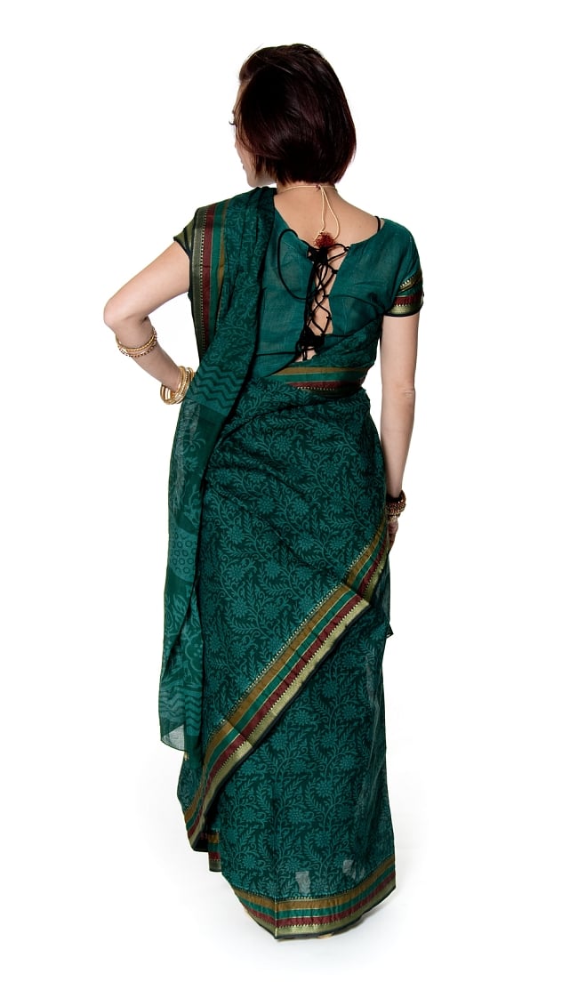 〔チョリ付き〕昔ながらのコットンサリー - 更紗 3 - 後ろからになります