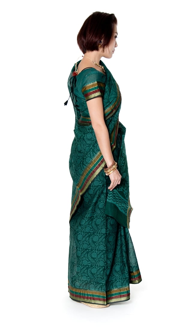 〔チョリ付き〕昔ながらのコットンサリー - 更紗 4 - 横からの写真です