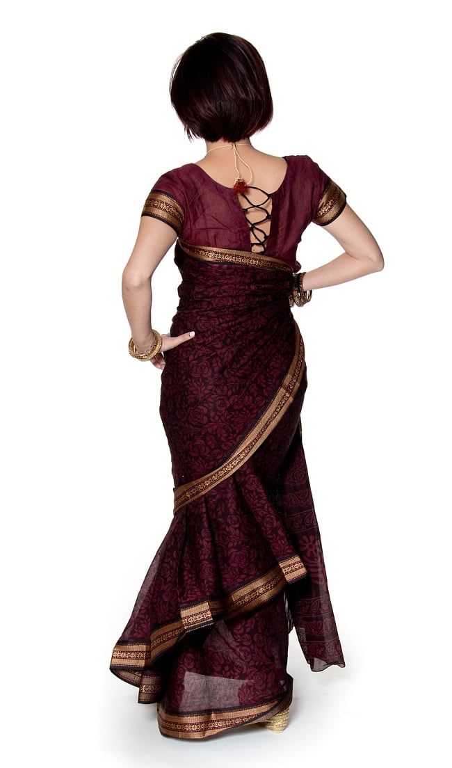 〔チョリ付き〕昔ながらのコットンサリー  3 - 後ろからになります