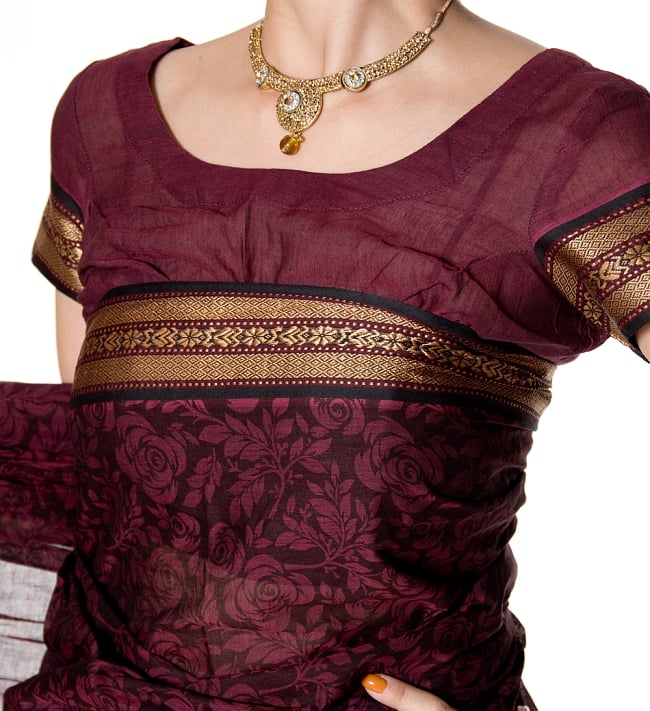 〔チョリ付き〕昔ながらのコットンサリー  5 - 生地の拡大写真です