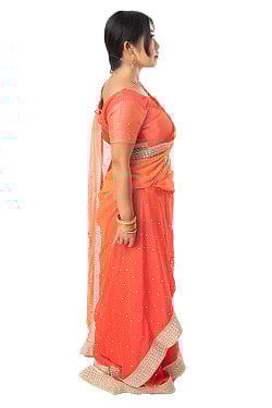 刺繍とビジューのグラデーション サリー【チョリ付き】 - サブ4