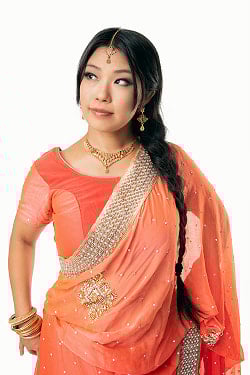 刺繍とビジューのグラデーション サリー【チョリ付き】 - サブ5