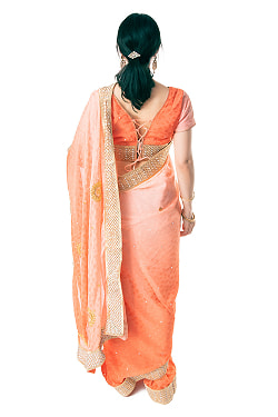 刺繍とビジューのグラデーション サリー【チョリ付き】 - サブ3