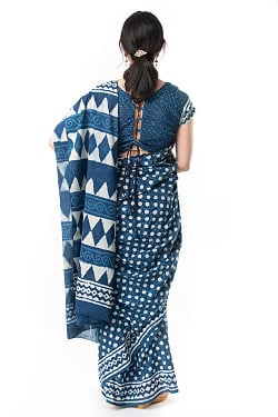 〔チョリ付き〕藍染のコットンサリー - サブ4