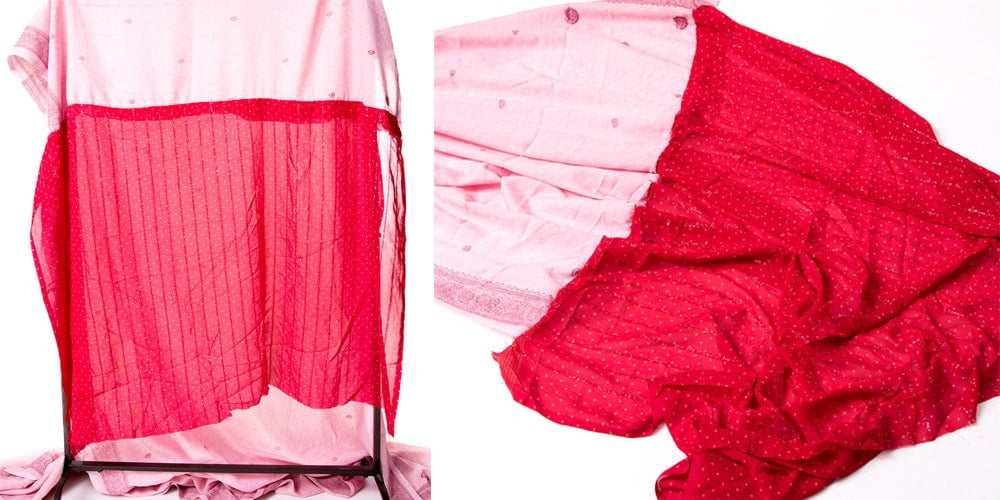 すべて1点物　インド伝統模様サリー　チョリ用生地付5枚目の説明写真です