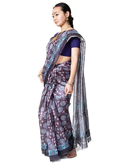 木版更紗調　伝統柄のプリントサリー - サブ2