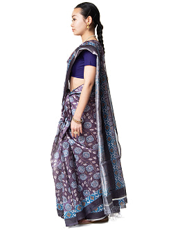 木版更紗調　伝統柄のプリントサリー - サブ3