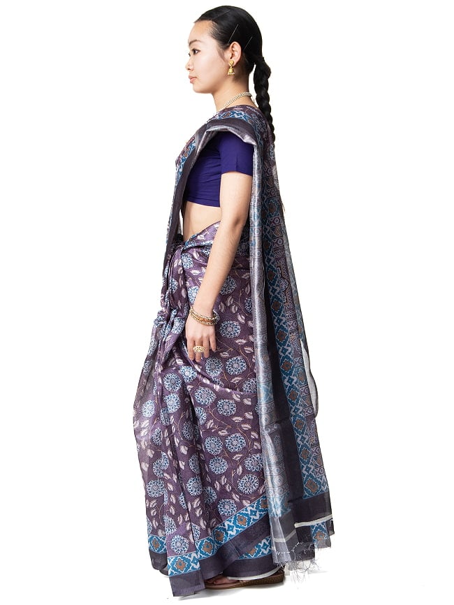 ウッドブロック調 木版柄のプリントサリー 3 - 真横から見てみました。