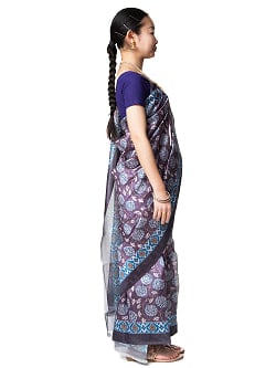 木版更紗調　伝統柄のプリントサリー - サブ5