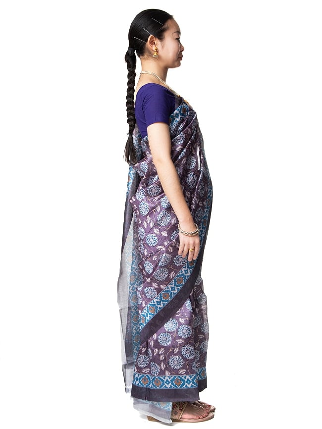 ウッドブロック調 木版柄のプリントサリー 5 - 真横から見てみました。