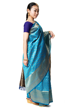 マハラニ風　ゴールデンボーダーのゴージャスサリー - サブ2