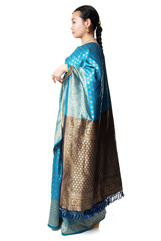 マハラニ風　ゴールデンボーダーのゴージャスサリー 3 - 真横から見てみました。