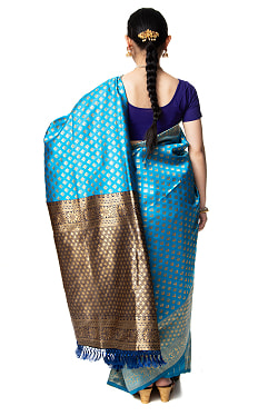 マハラニ風　ゴールデンボーダーのゴージャスサリー - サブ4