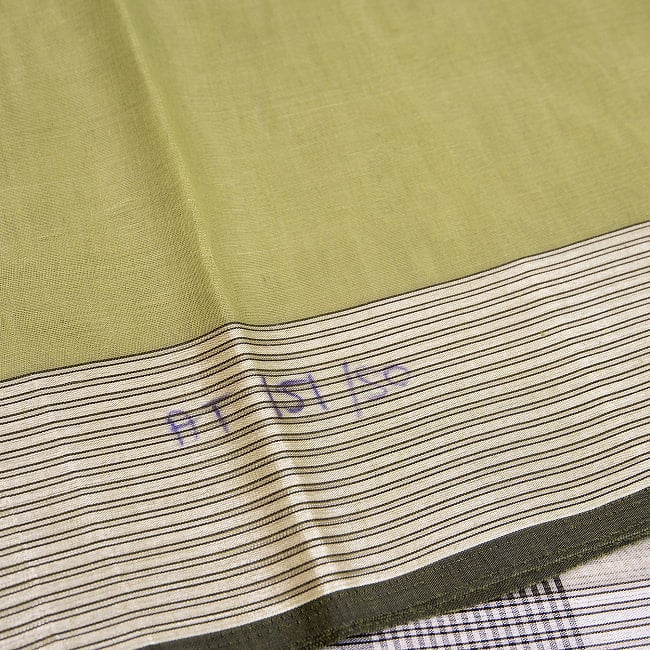 ワイドボーダーの　クラシカル　コットンサリー 13 - 普段使いのサリーには書き込みが見られる場合があります。お洗濯で取れることが殆どです。