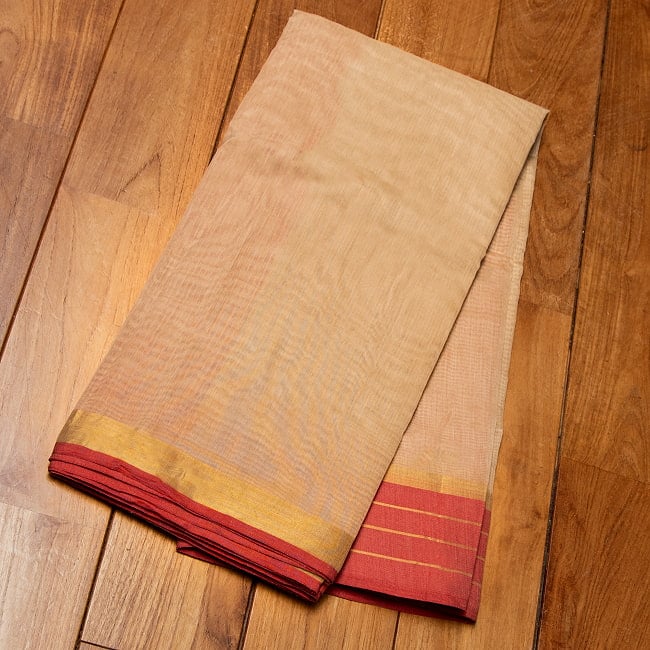 ワイドボーダーの　クラシカル　コットンサリー 16 - 選択3：ベージュ