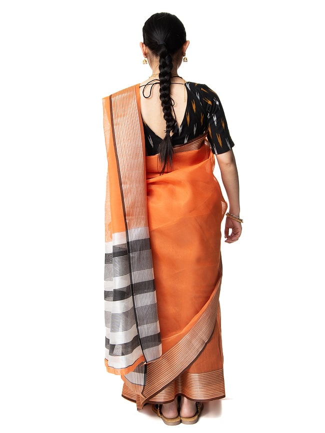 ワイドボーダーの　クラシカル　コットンサリー 4 - 後ろから見てみました。