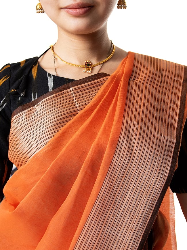 ワイドボーダーの　クラシカル　コットンサリー 6 - バストアップ