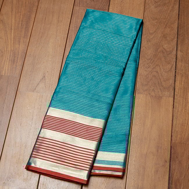 透け感素材　ゴールデンストライプの　オーガンジーサリー 15 - 選択4：青緑