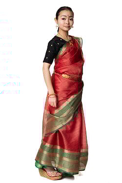 透け感素材　ゴールデンストライプの　オーガンジーサリー - サブ2