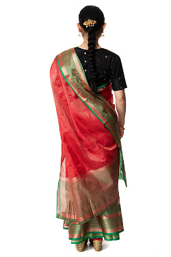 透け感素材　ゴールデンストライプの　オーガンジーサリー - サブ4