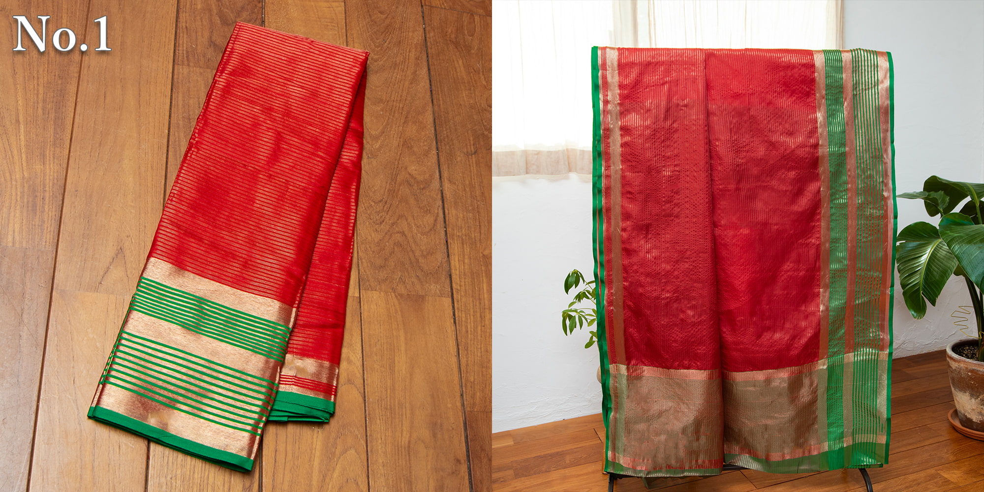 透け感素材　ゴールデンストライプの　オーガンジーサリー1枚目の下部説明写真です