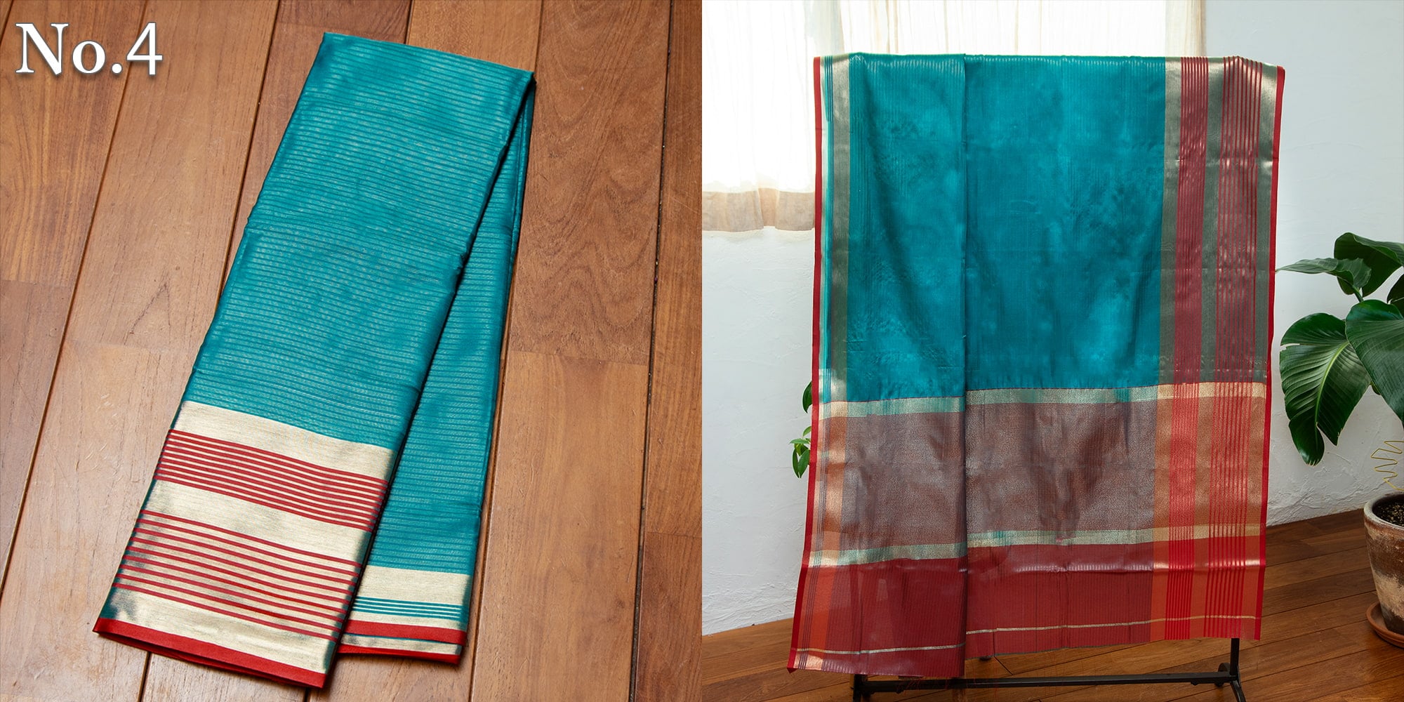 透け感素材　ゴールデンストライプの　オーガンジーサリー4枚目の下部説明写真です