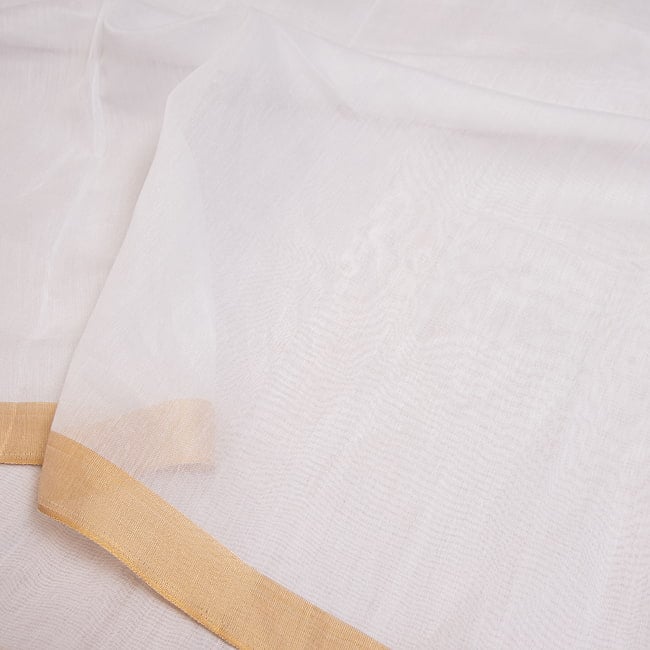 ケララの白いサリー　ケララカサヴ　クラシカル　シンプル 10 - ボディ部分の質感をアップにしてみました