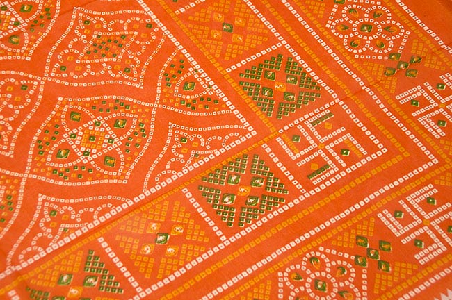 幾何学模様の刺繍入りサリー 幾何学模様の刺繍入りサリー