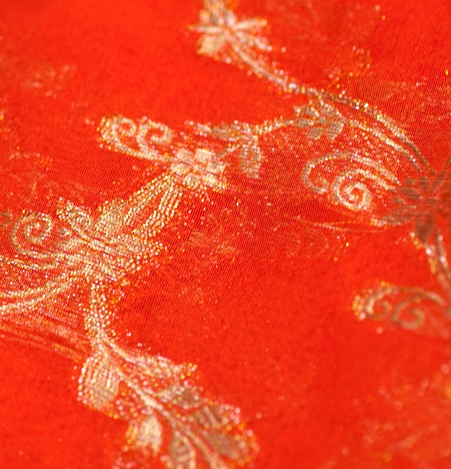 民族衣装サリー【金糸エスノ刺繍入り】 - オレンジと紫 の通販[送料